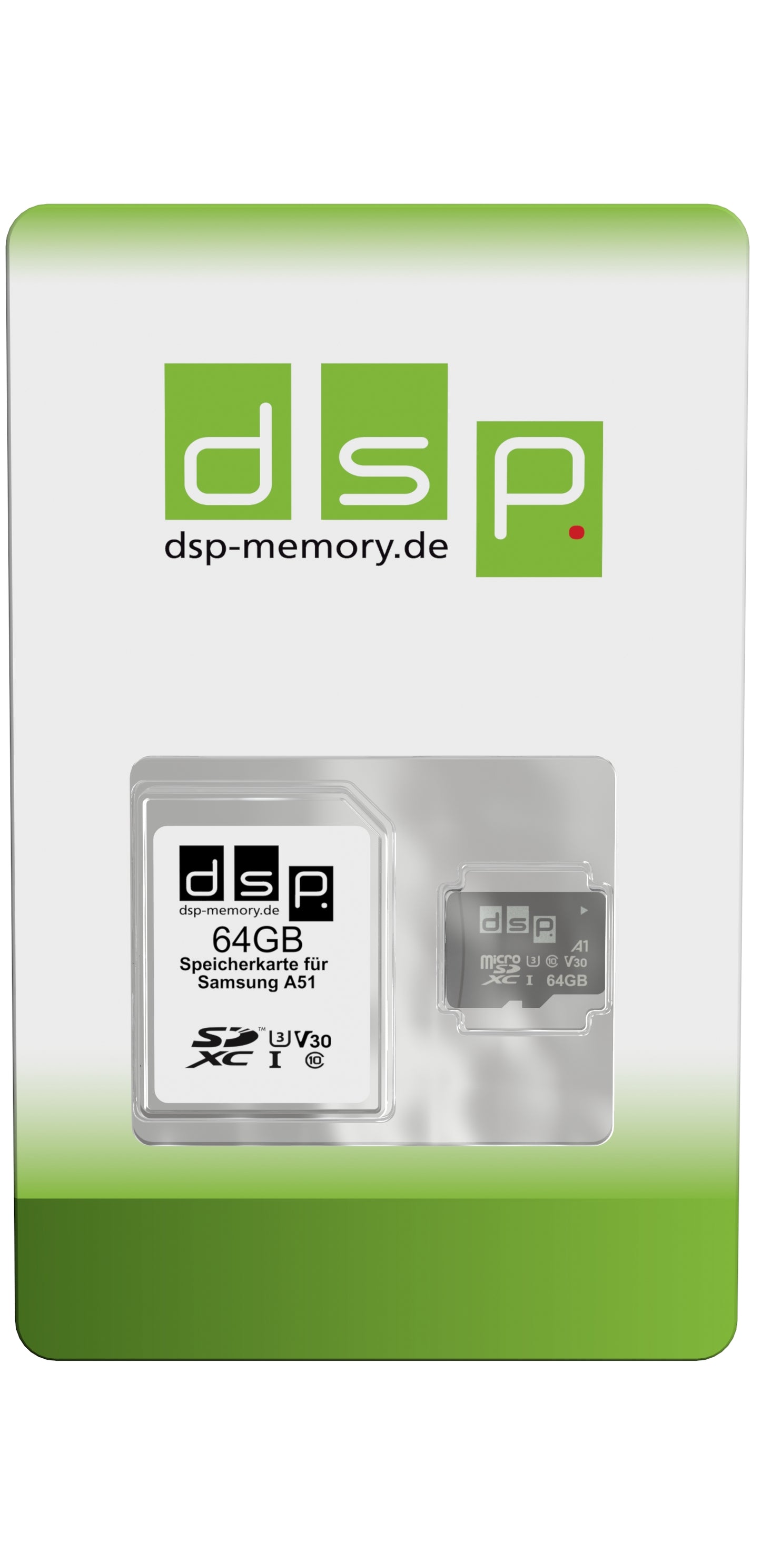 DSP Memory 64GB Speicherkarte (A1, V30, U3) für Samsung A51