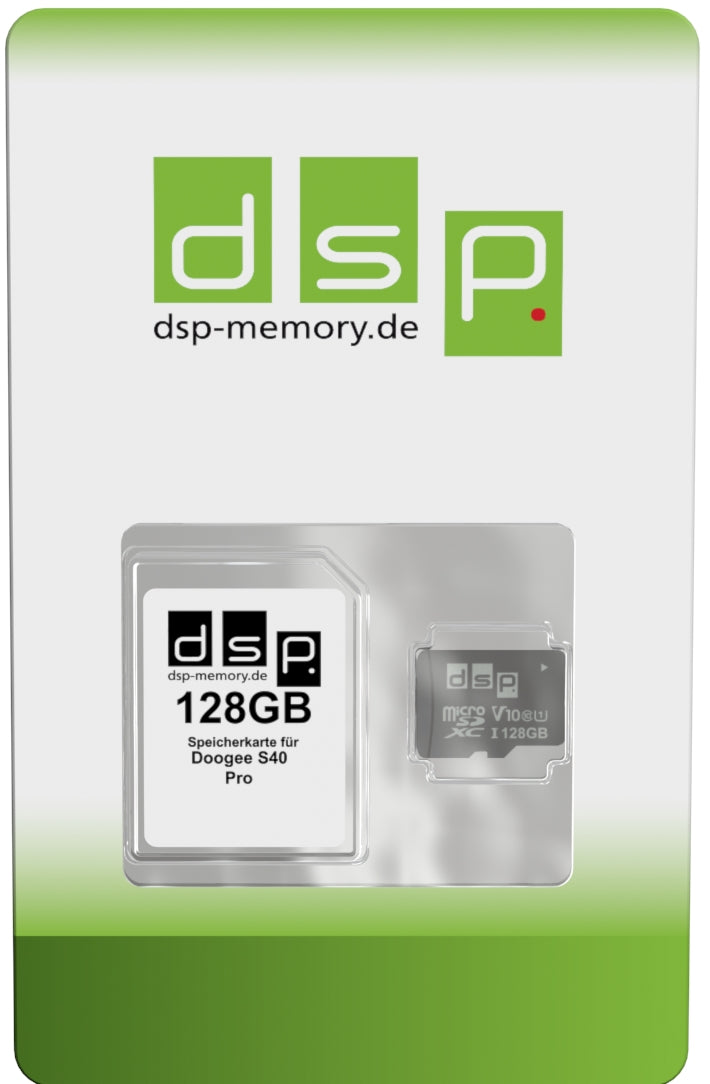DSP Memory 128GB microSDXC Speicherkarte (Class 10) für Doogee S40 Pro
