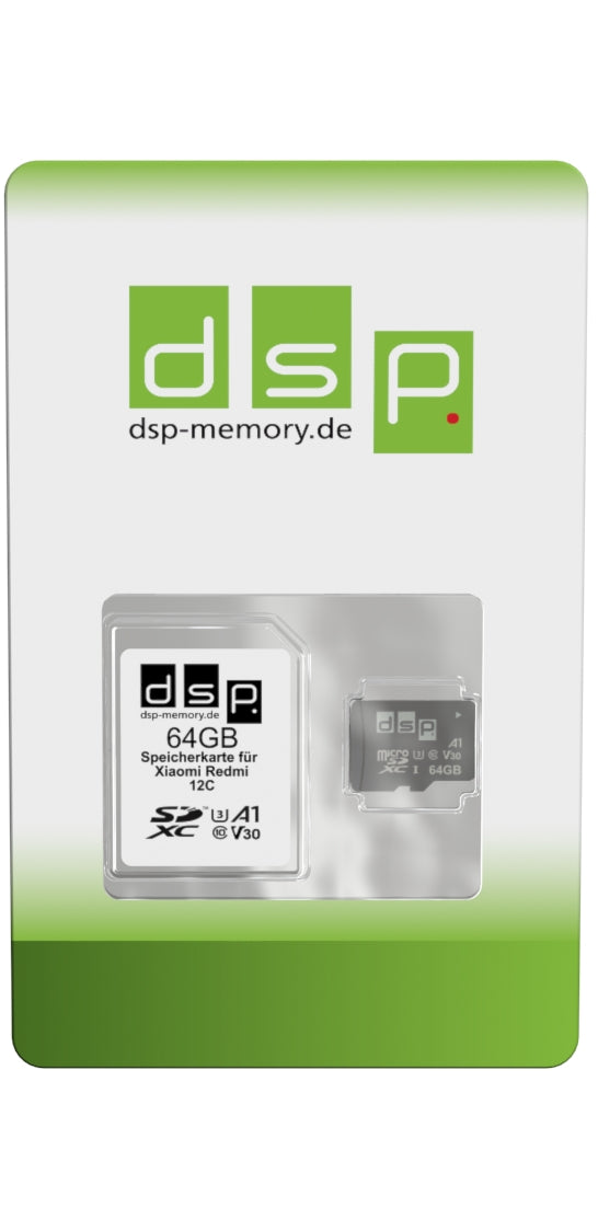 DSP Memory 64GB Speicherkarte für Xiaomi Redmi 12C (A1, V30, U3)