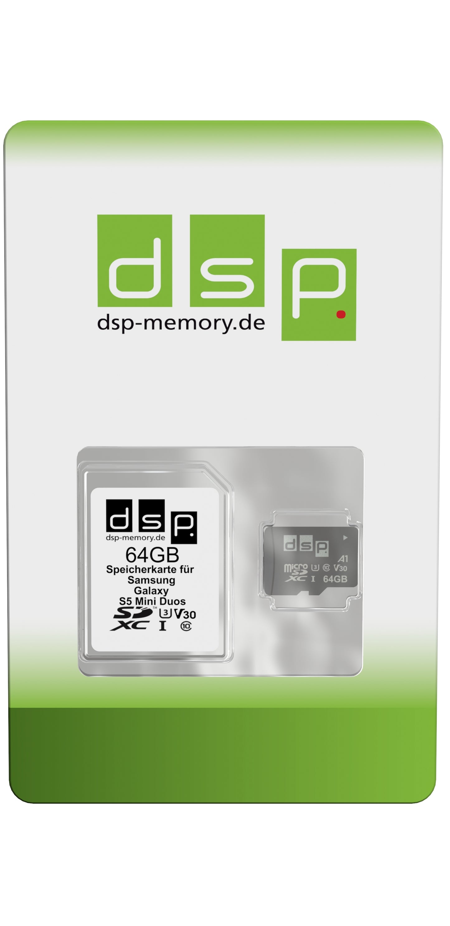 DSP Memory 64GB Speicherkarte (A1, V30, U3) für Samsung Galaxy S5 Mini Duos