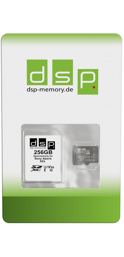 DSP Memory 256GB Speicherkarte (A1, V30, U3) für Sony Xperia XZs