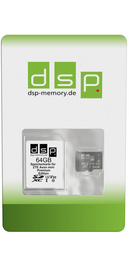DSP Memory 64GB Speicherkarte (A1, V30, U3) für ZTE Axon mini Premium Edition
