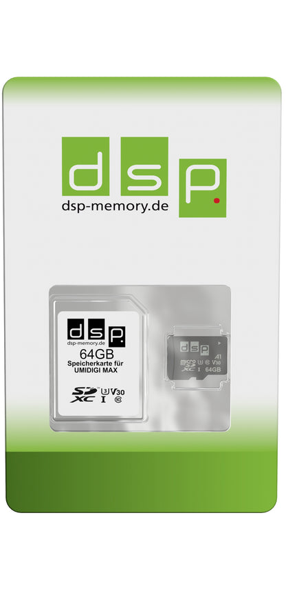 DSP Memory 64GB Speicherkarte (A1, V30, U3) für UMIDIGI MAX