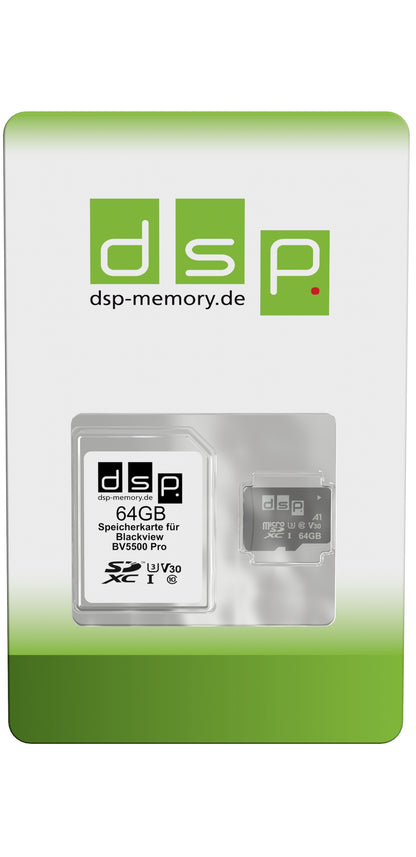 DSP Memory 64GB Speicherkarte (A1, V30, U3) für Blackview BV5500 Pro