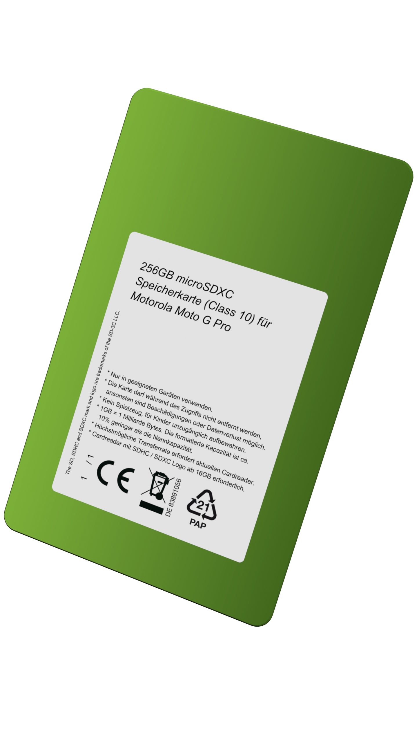 DSP Memory 256GB microSDXC Speicherkarte (Class 10) für Motorola Moto G Pro