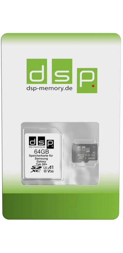 DSP Memory 64GB Speicherkarte für Samsung Galaxy Tab S9+ (A1, V30, U3)