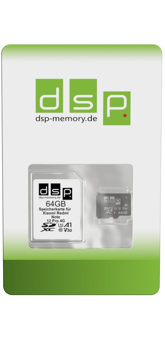 DSP Memory 64GB Speicherkarte für Xiaomi Redmi Note 12 Pro 4G (A1, V30, U3)
